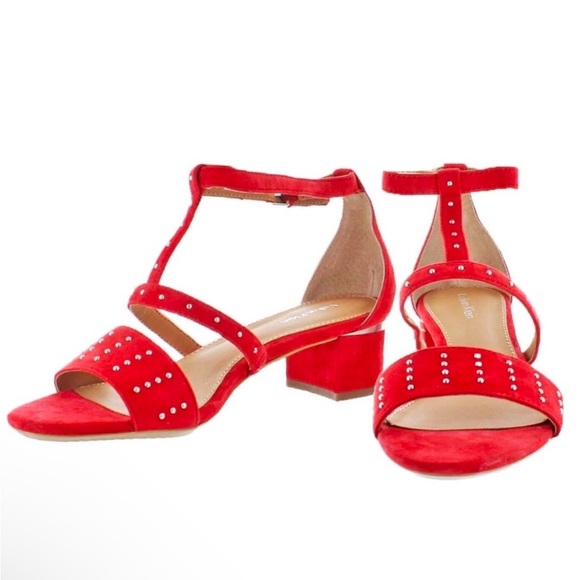 Calvin Klein Divinia Studded Red Strappy Sandals Size 5 - Picture 1 of 8